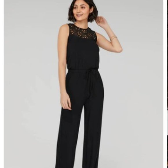 Crochet Lace Jumpsuit Black Small NWT - Picture 3 of 5